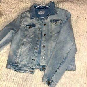 Light wash blue jean jacket, size: L (10-12)